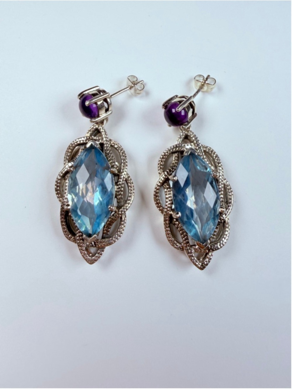 Nicky Butler 16.5 CT Topaz Marquise Medusa Drop 925 Sterling Silver Earrings